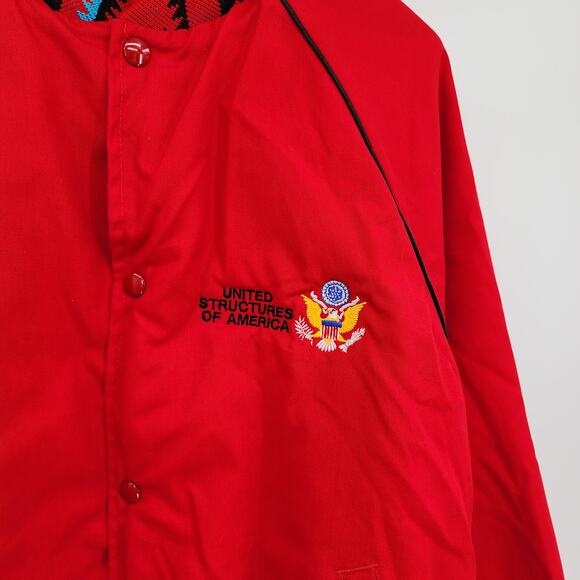 Vintage Men's United Structures of America Bomber Jacket Red Size L - Picture 2 of 7